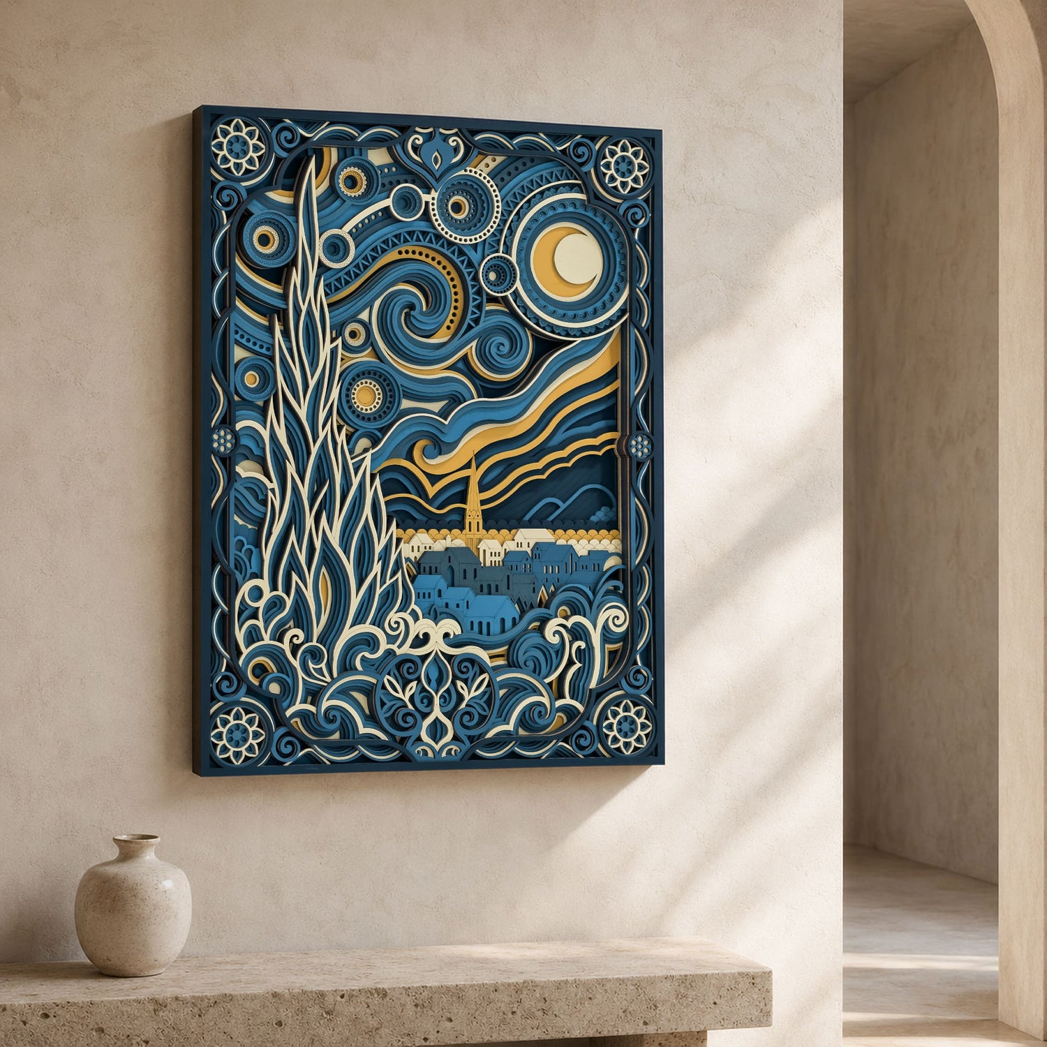 Moonlit Reverie Multilayer Wood Wall Art