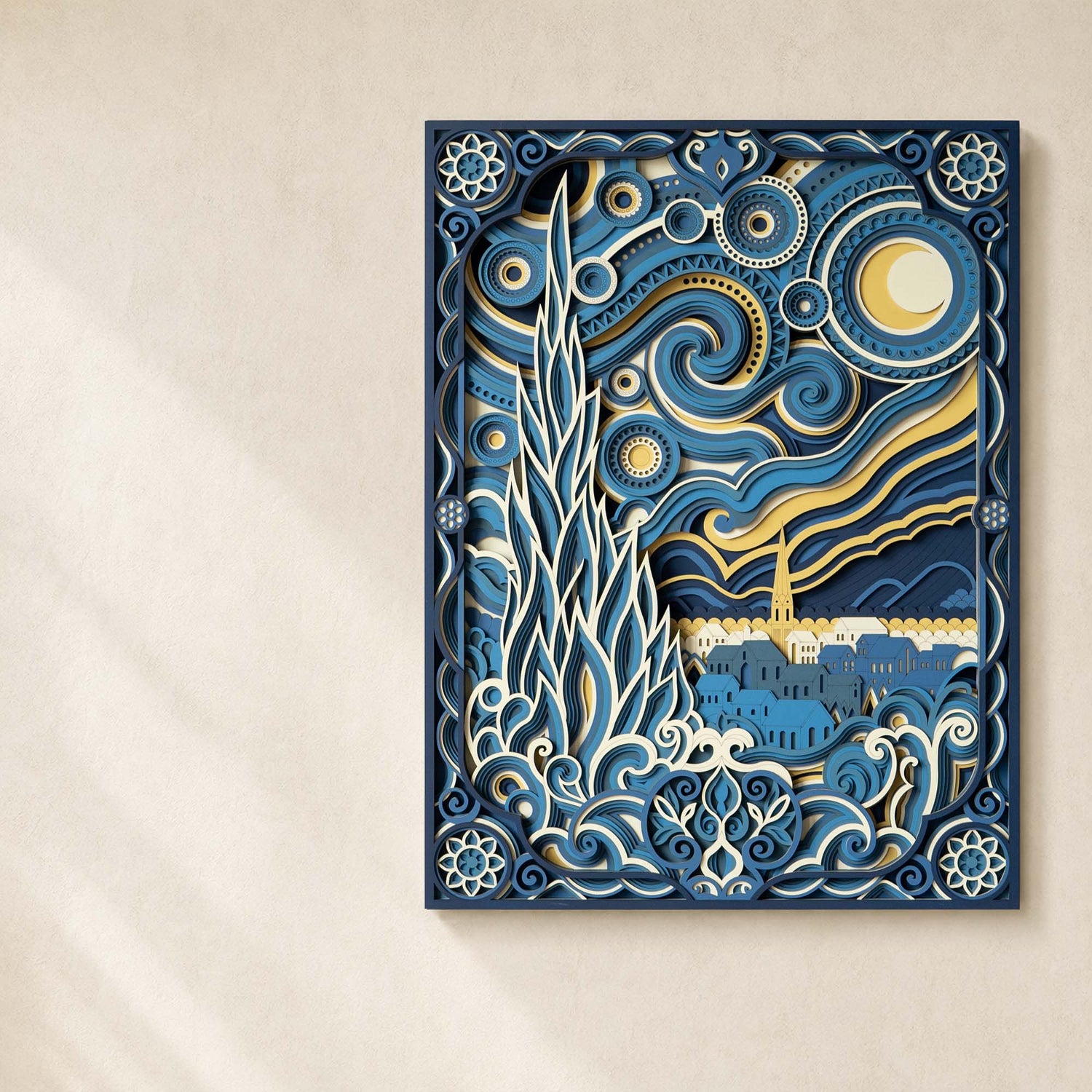 Moonlit Reverie Multilayer Wood Wall Art