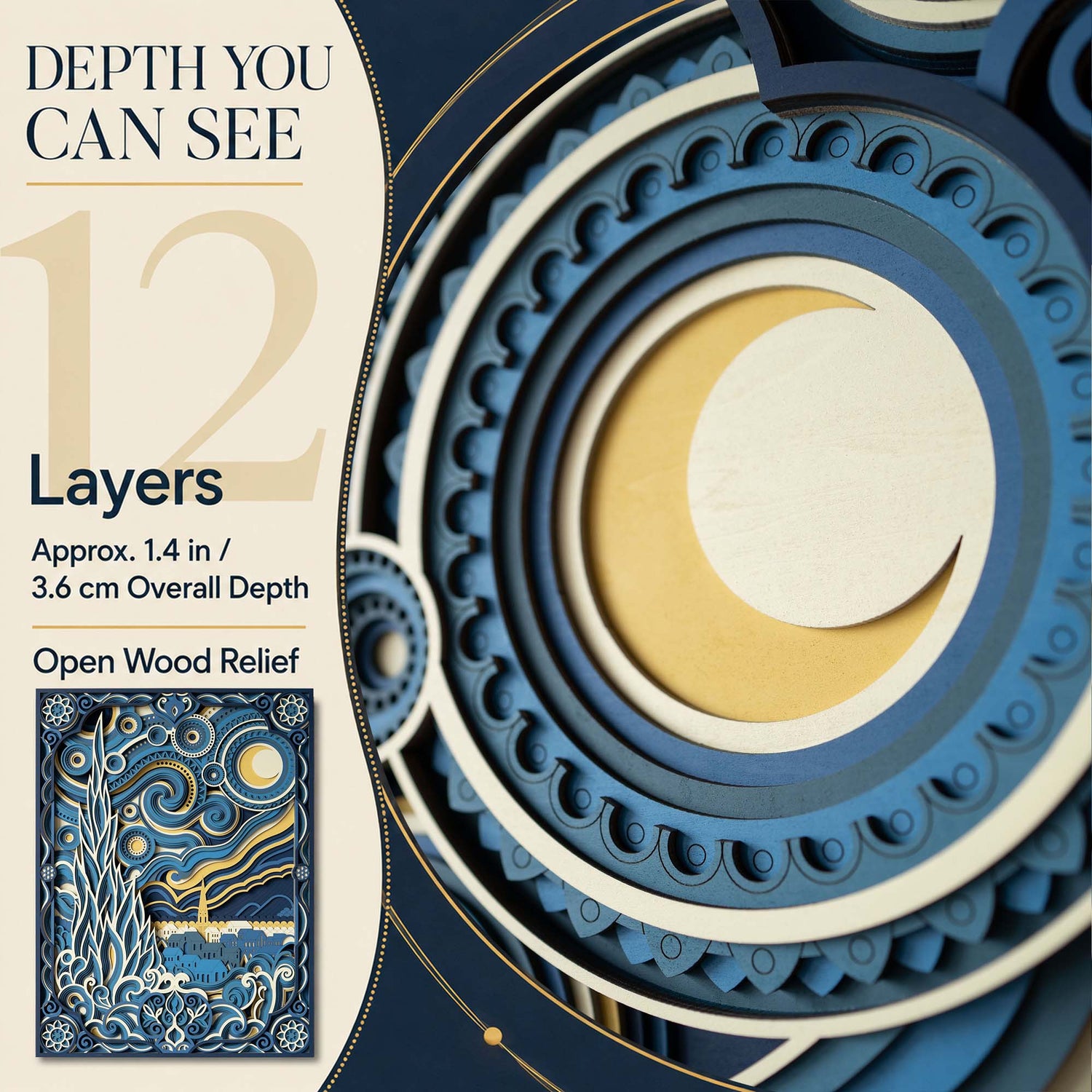 Moonlit Reverie Multilayer Wood Wall Art