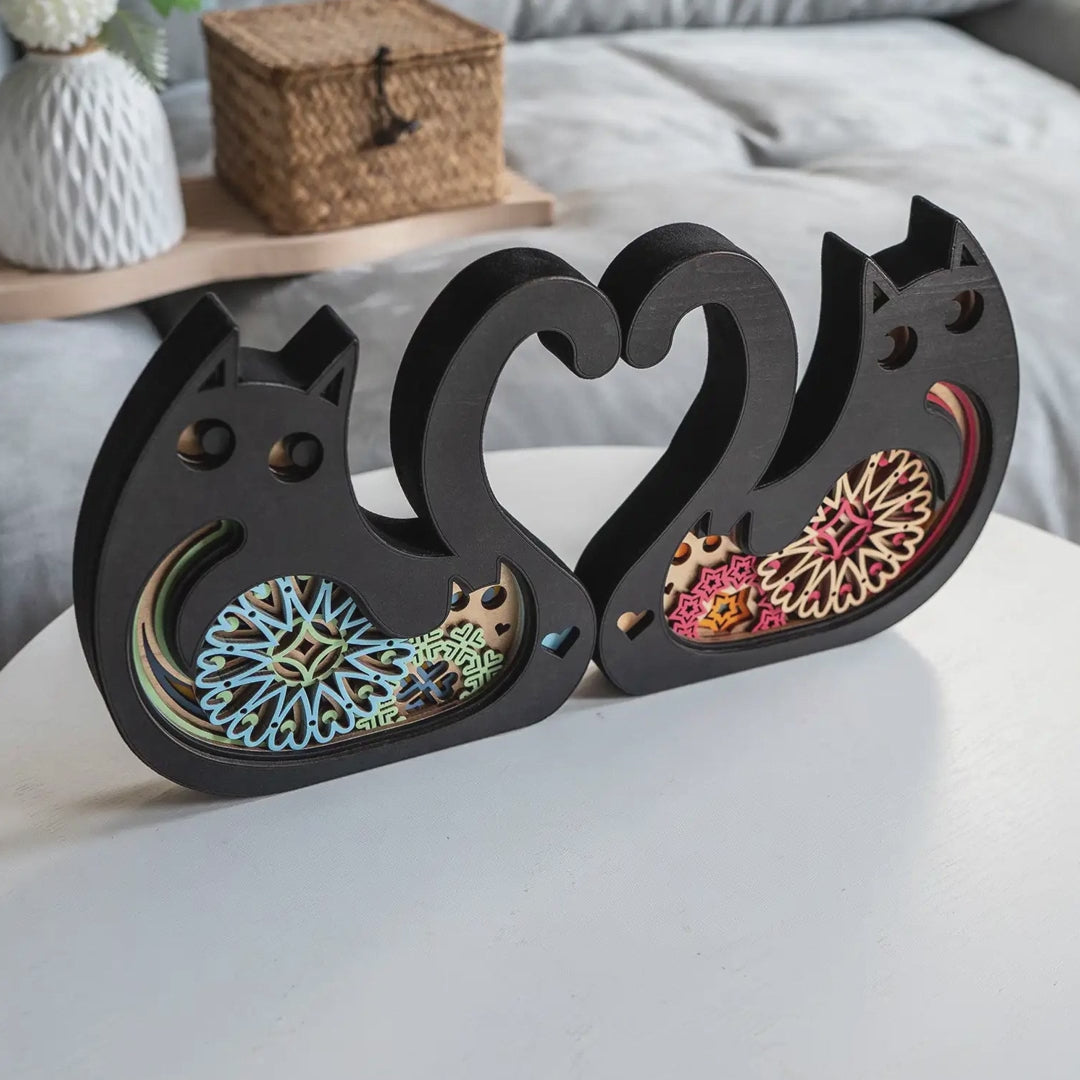 Love Cats Layered Wood Desktop Decor