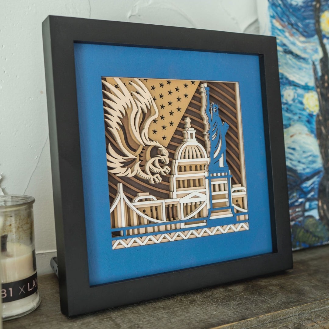 America Layered Wood Desktop Decor