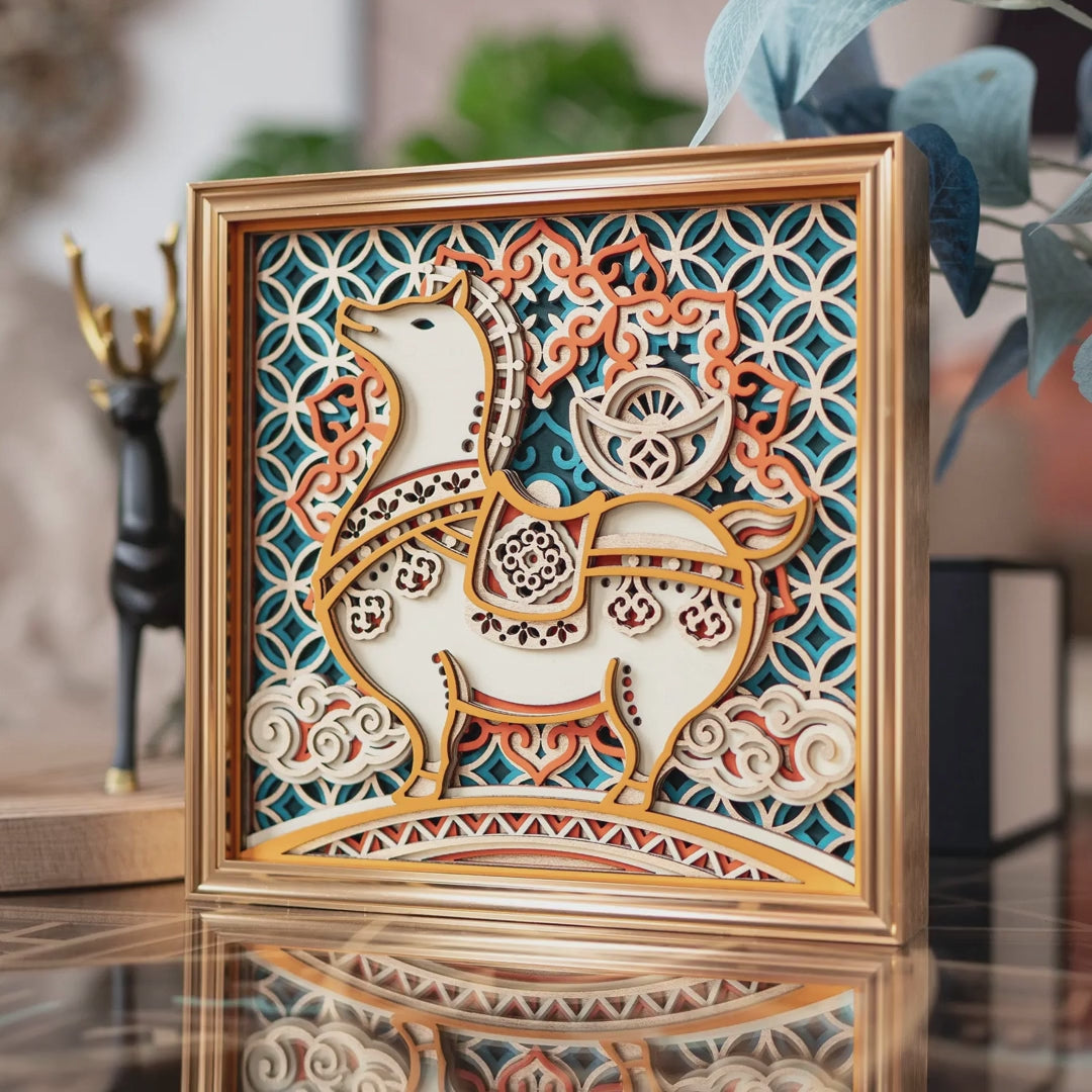 Lucky Horse Layered Wood Desktop Decor