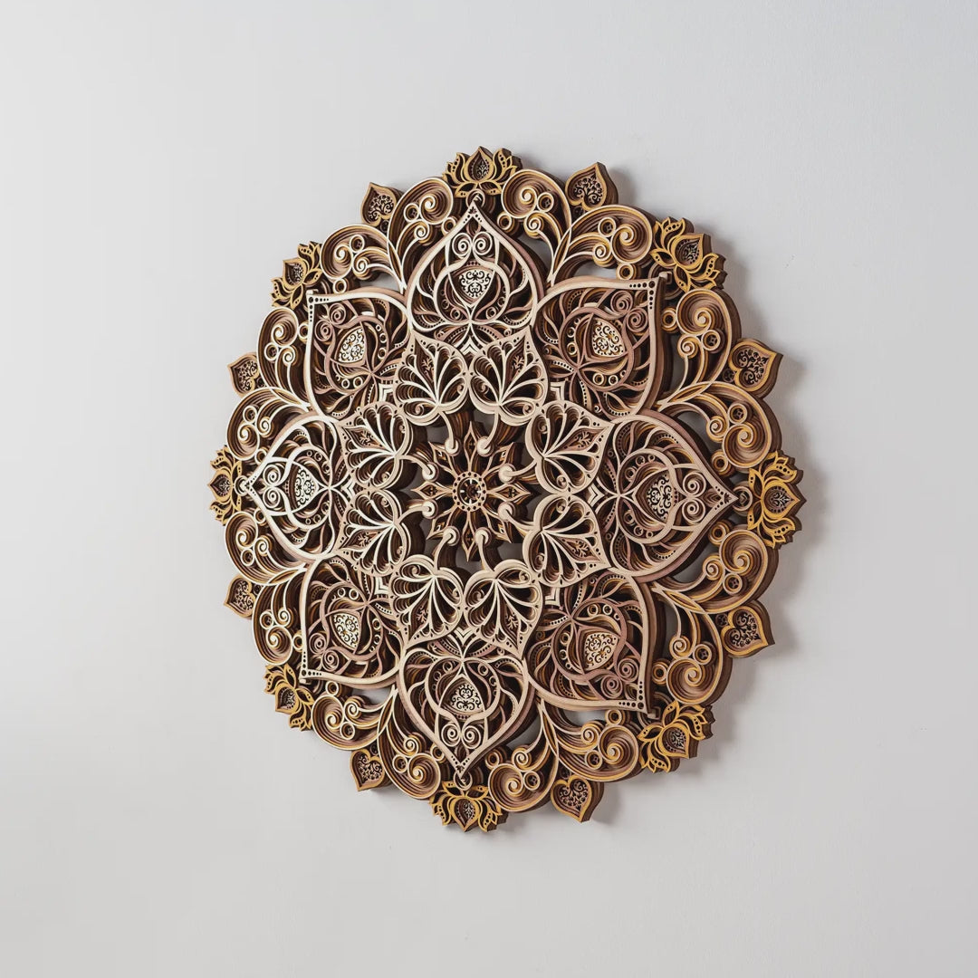 Bodhi Bloom Mandala Layered Wood Wall Art
