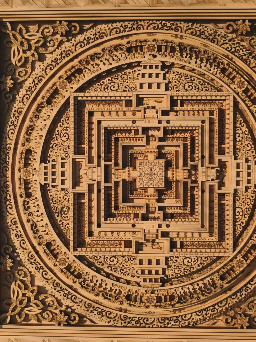Kalachakra Mandala Multilayer Wood Wall Art