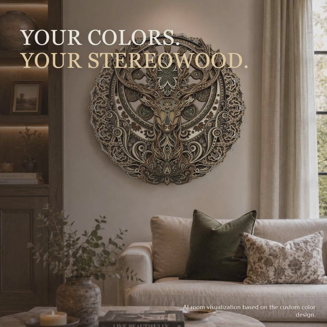 Mystic Deer Multilayer Wood Wall Art