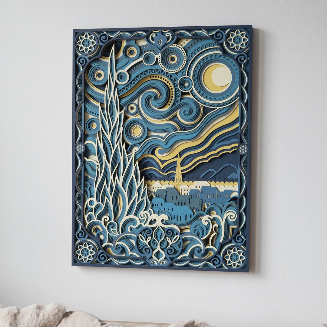 Moonlit Reverie Multilayer Wood Wall Art