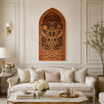 Decorative wall art above a sofa in a stylish living room.