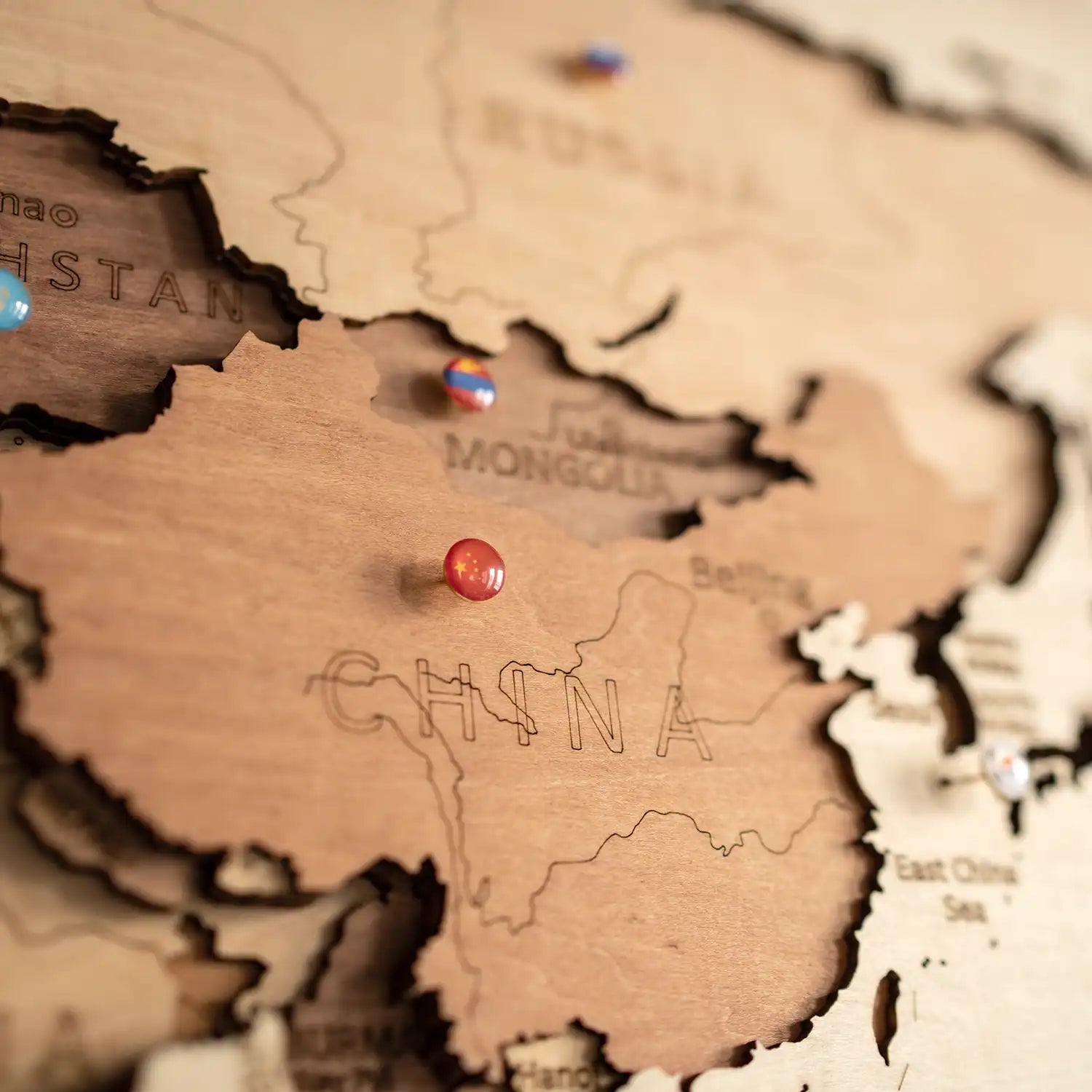 Wooden World Map detail