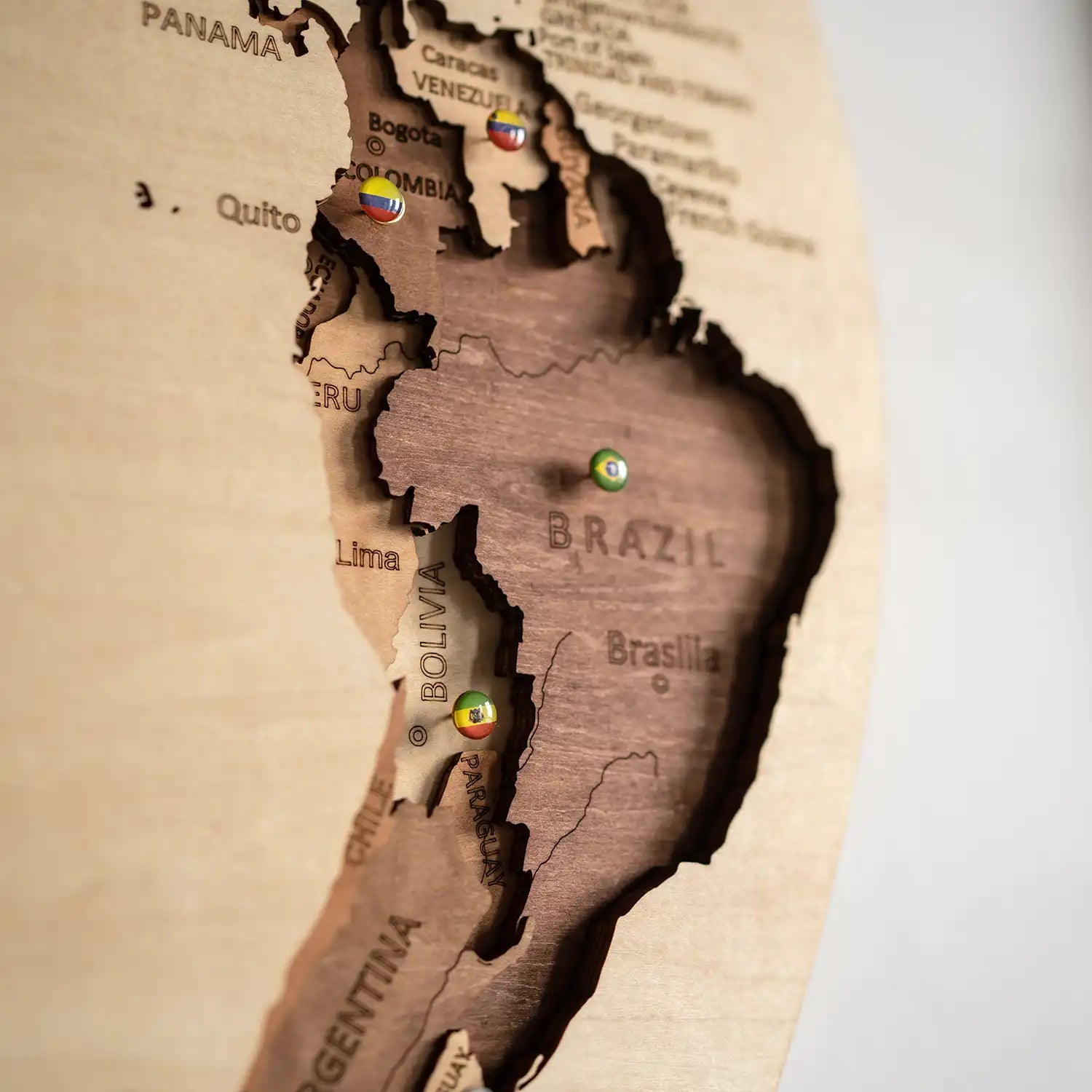 Wooden World Map detail