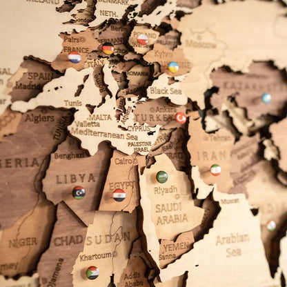 Wooden World Map detail