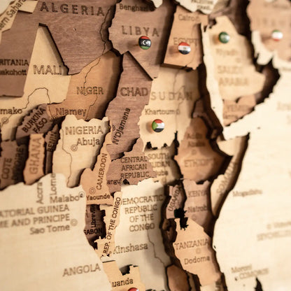 Wooden World Map detail